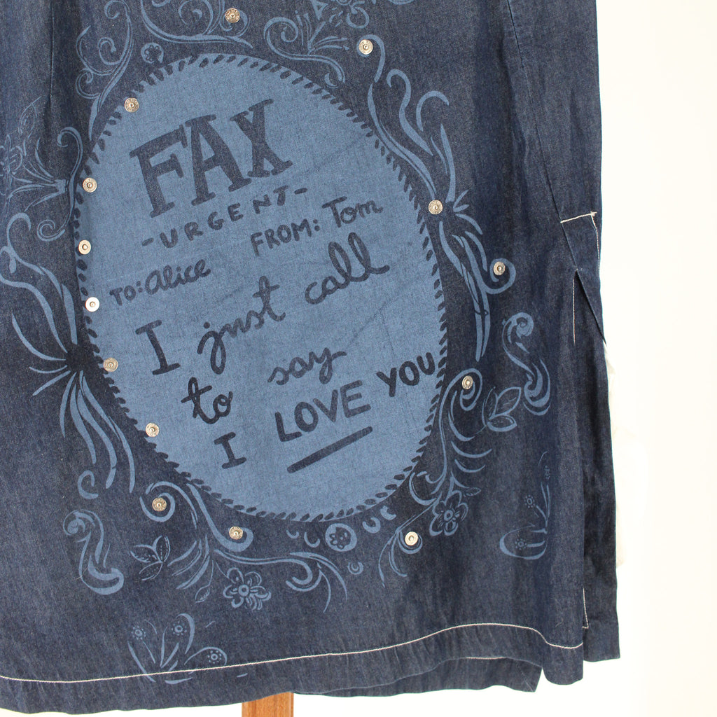 y2k custo barcelona fax love-note denim wrap skirt