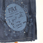 y2k custo barcelona fax love-note denim wrap skirt