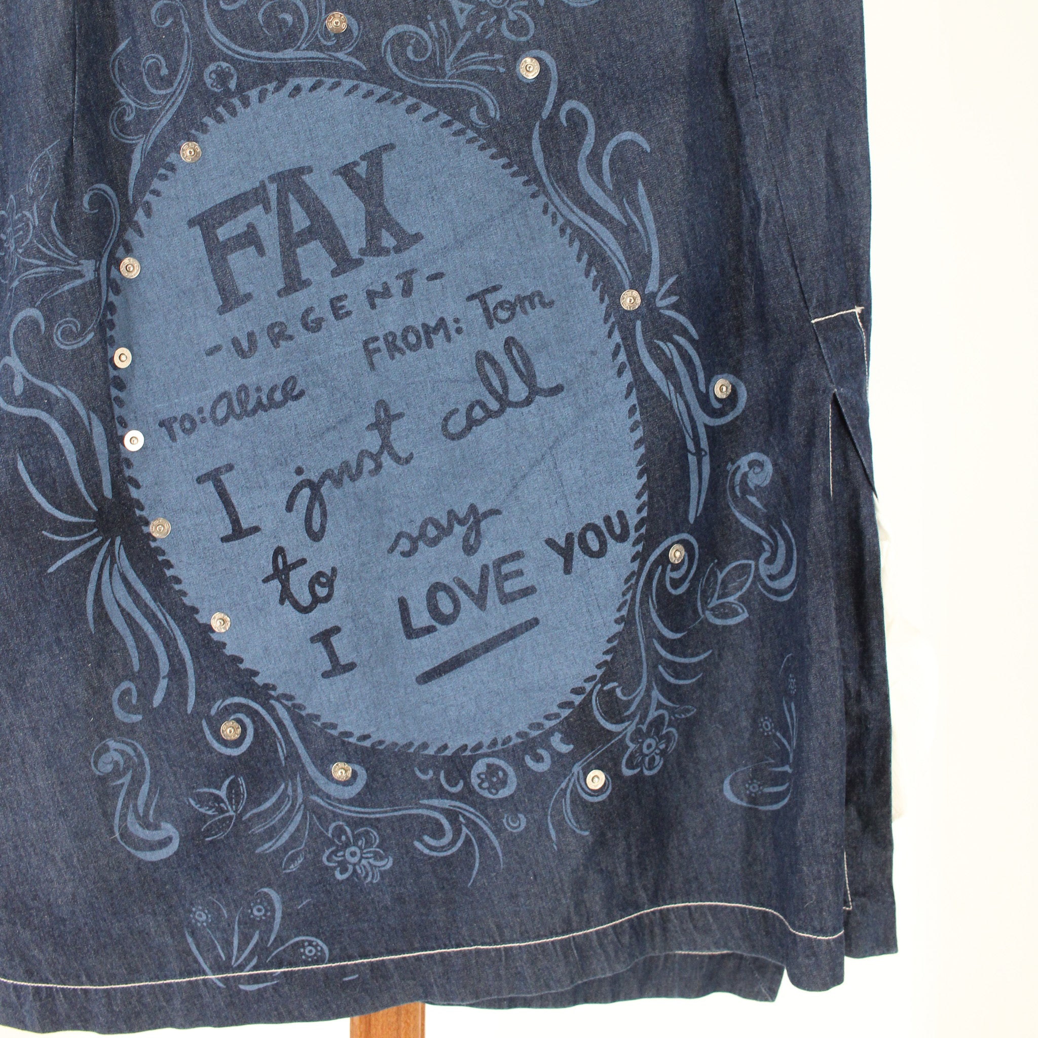 y2k custo barcelona fax love-note denim wrap skirt
