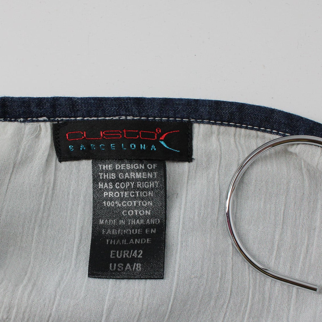 y2k custo barcelona fax love-note denim wrap skirt