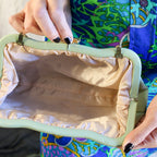 70s mint green bow clasp chain clutch