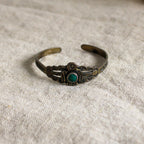 50s sterling baby cuff w/ thunderbird & turquoise glass cabochon