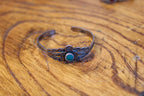 50s sterling baby cuff w/ thunderbird & turquoise glass cabochon
