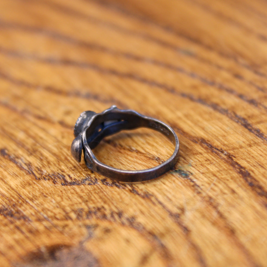 50s sterling turquoise pinky ring w/ split shank – size 3.5