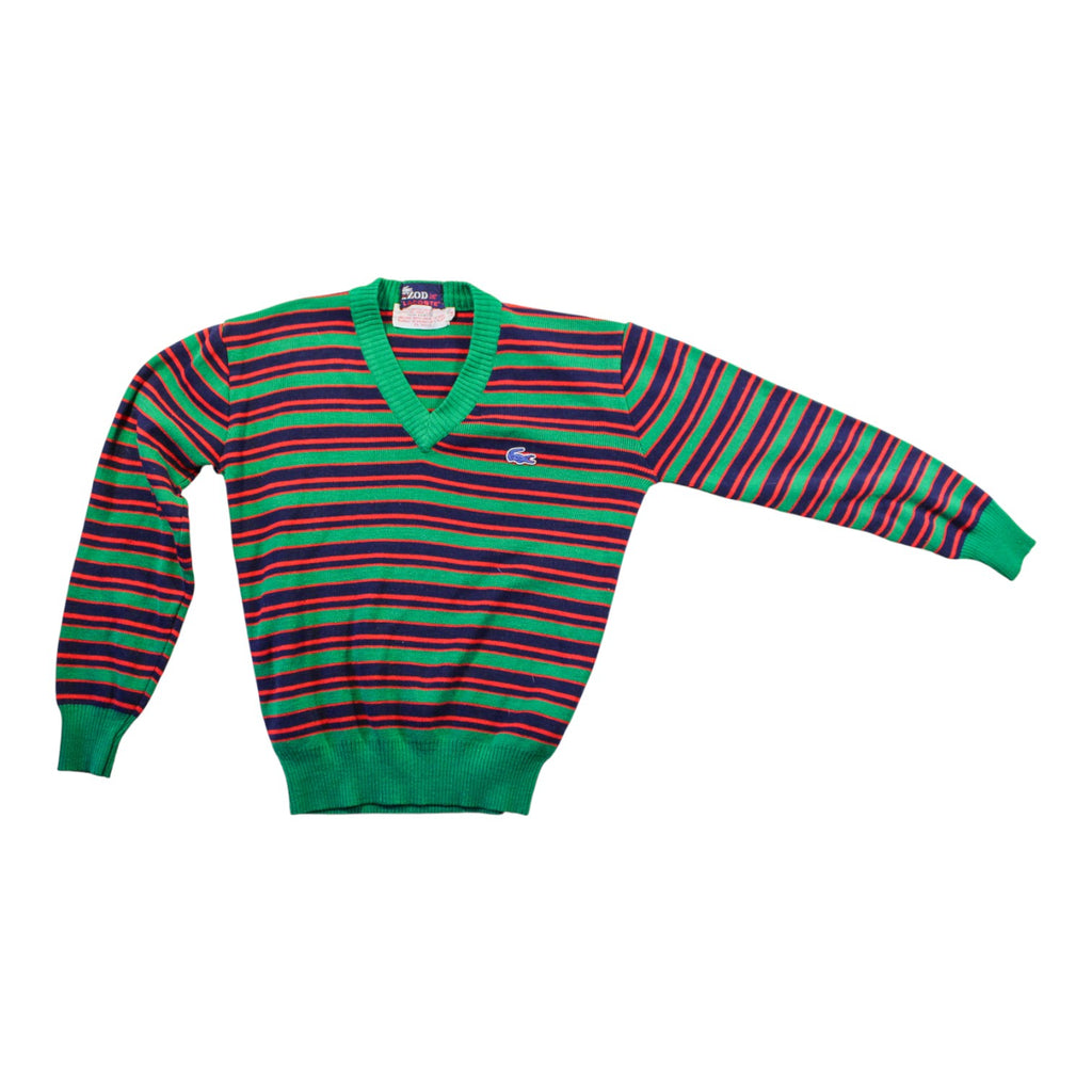 80s izod lacoste striped v-neck sweater