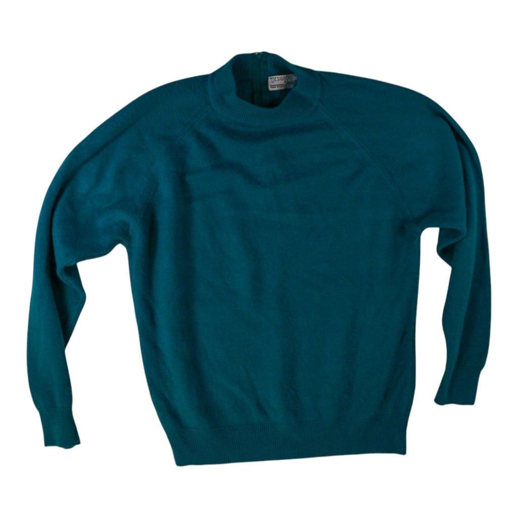60s designers originals teal mock neck zip-back sweater – m – image 3