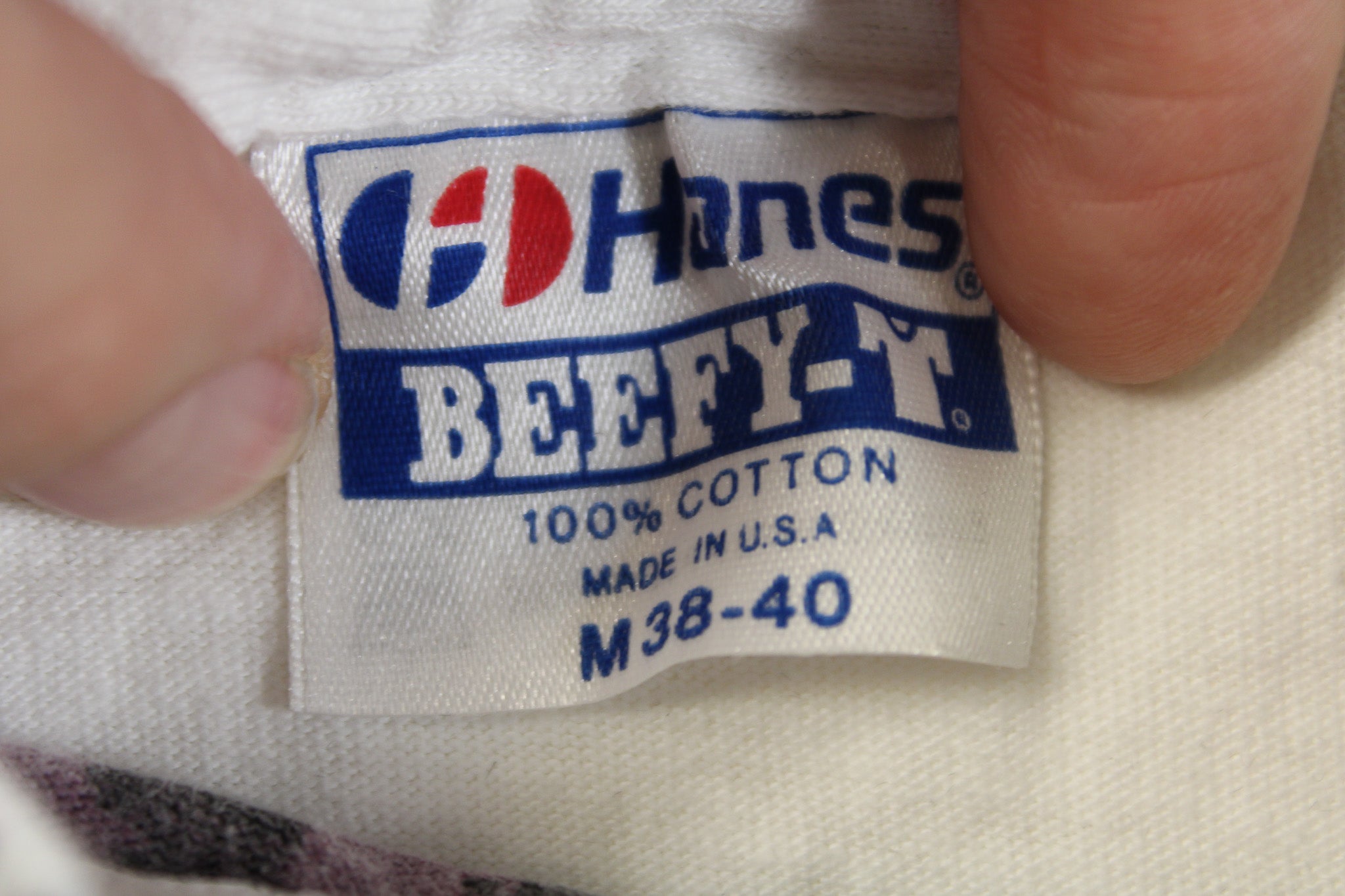 Hanes Beefy-T tag close-up