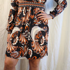 y2k tibi 100% silk stretch psychedelic mini dress