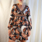 y2k tibi 100% silk stretch psychedelic mini dress