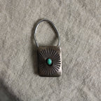 mid-century bennett turquoise and silver sunburst bolo tie slide
