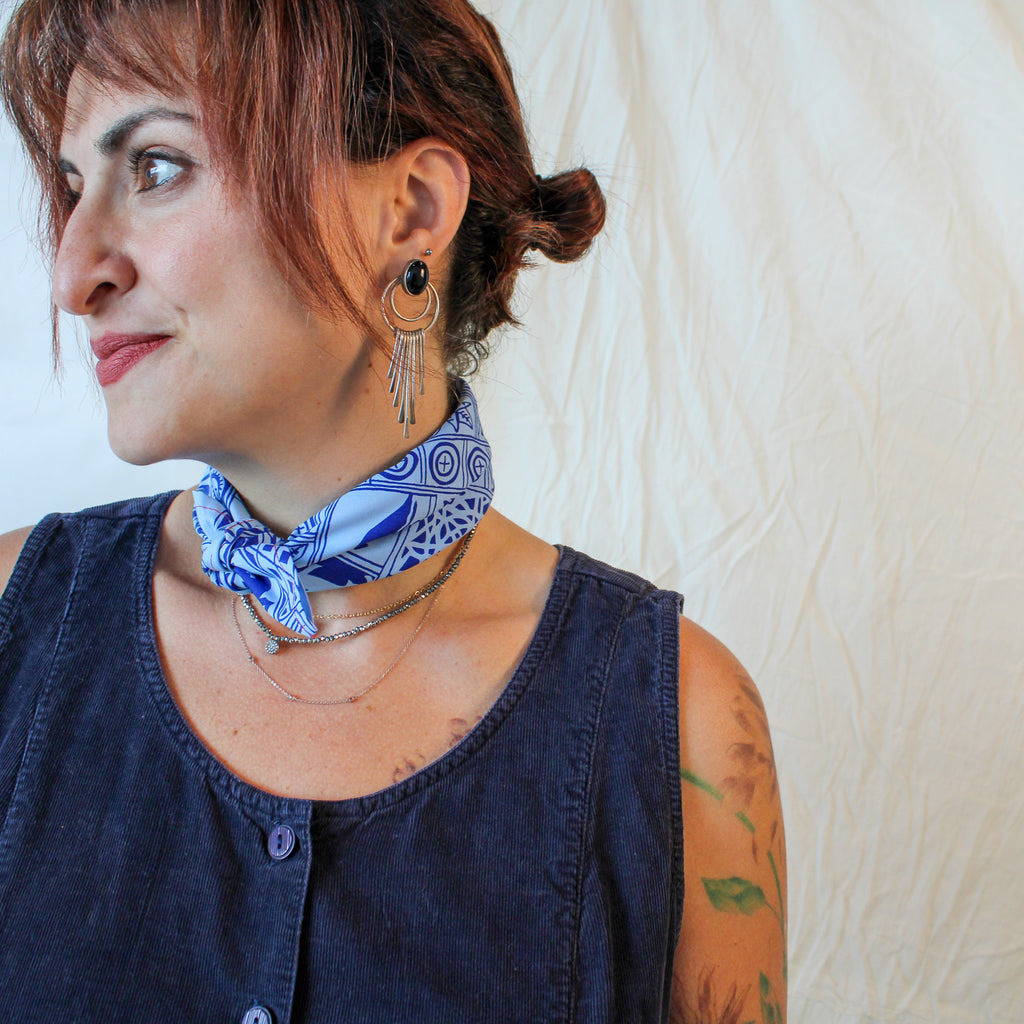 60s scarf or bandana – 'the avian' small-batch 60s harwood steiger print