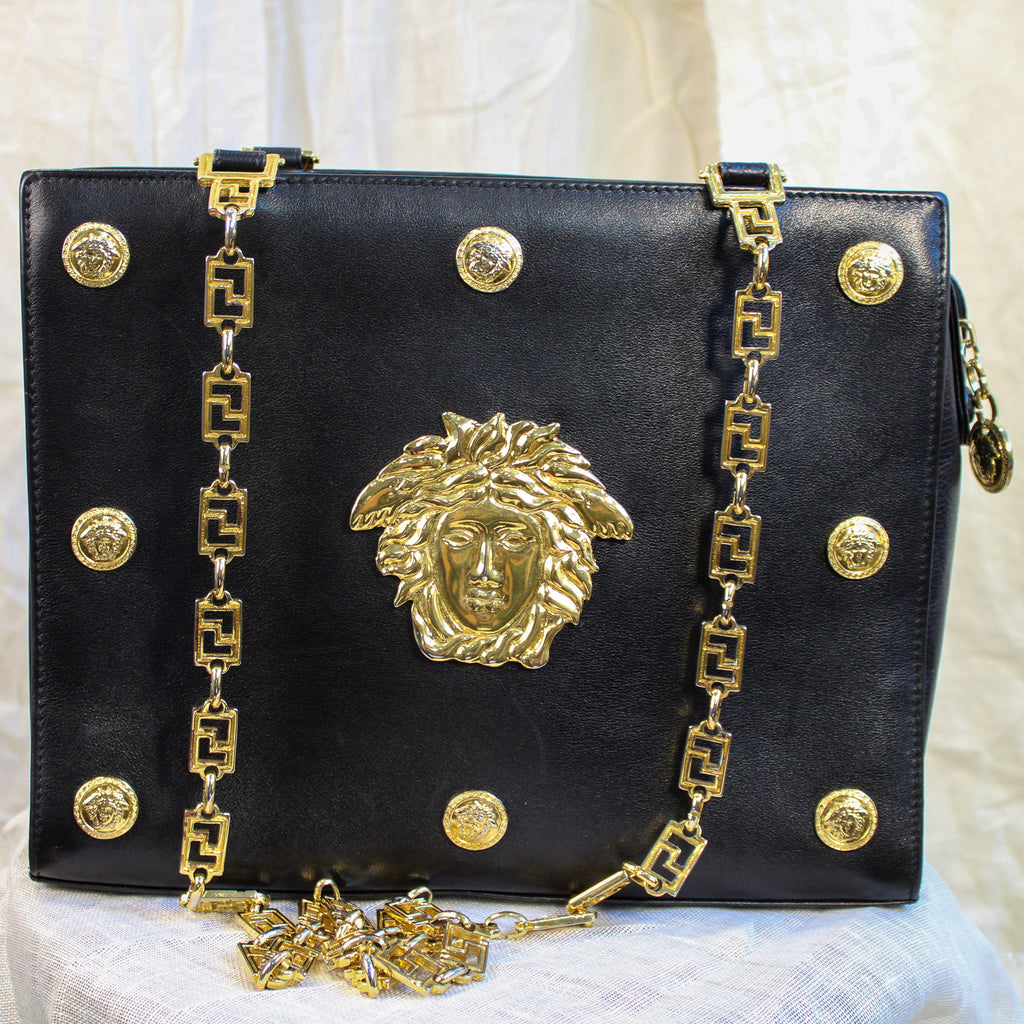 90s RARE gianni versace medusa chain shoulder bag