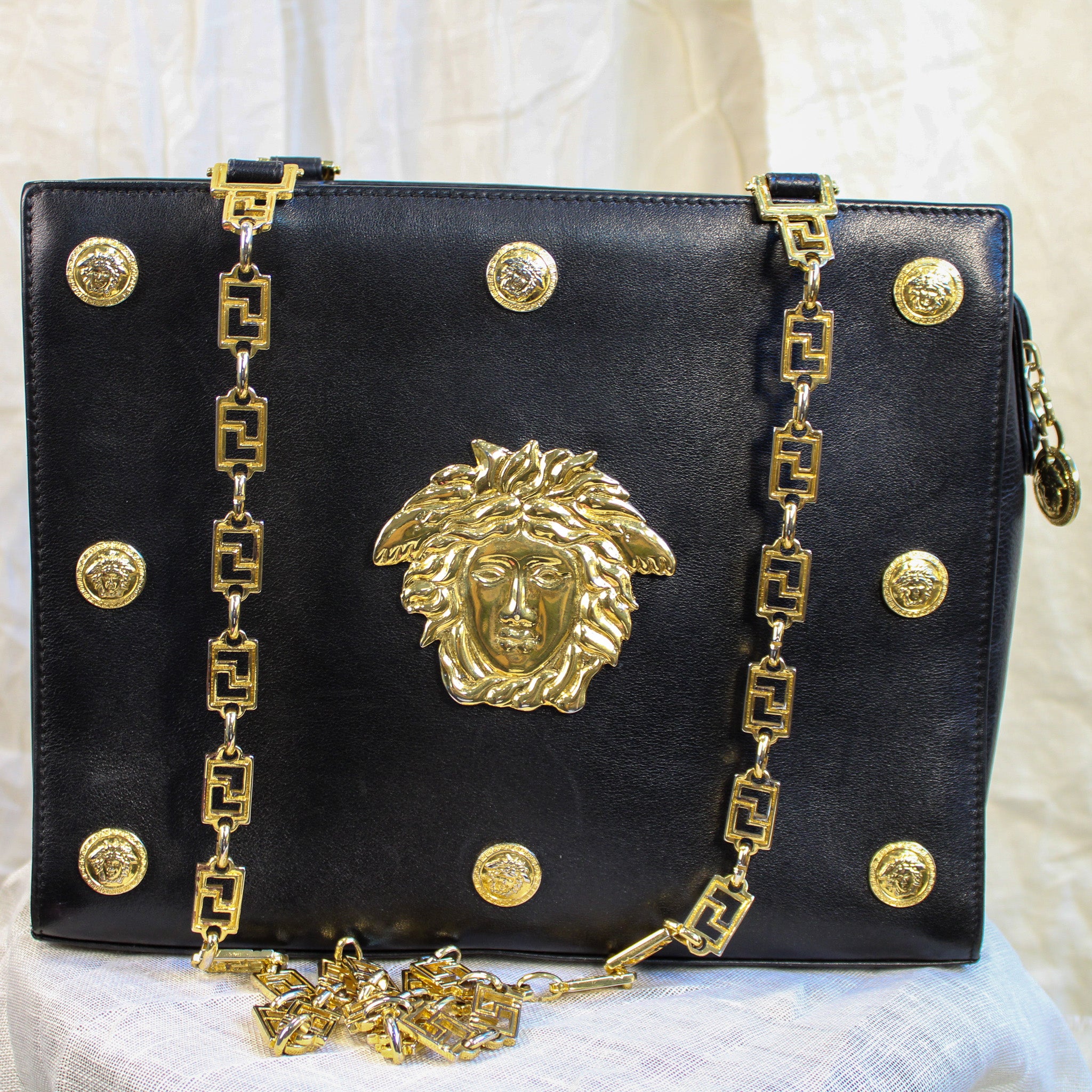 90s RARE gianni versace medusa chain shoulder bag