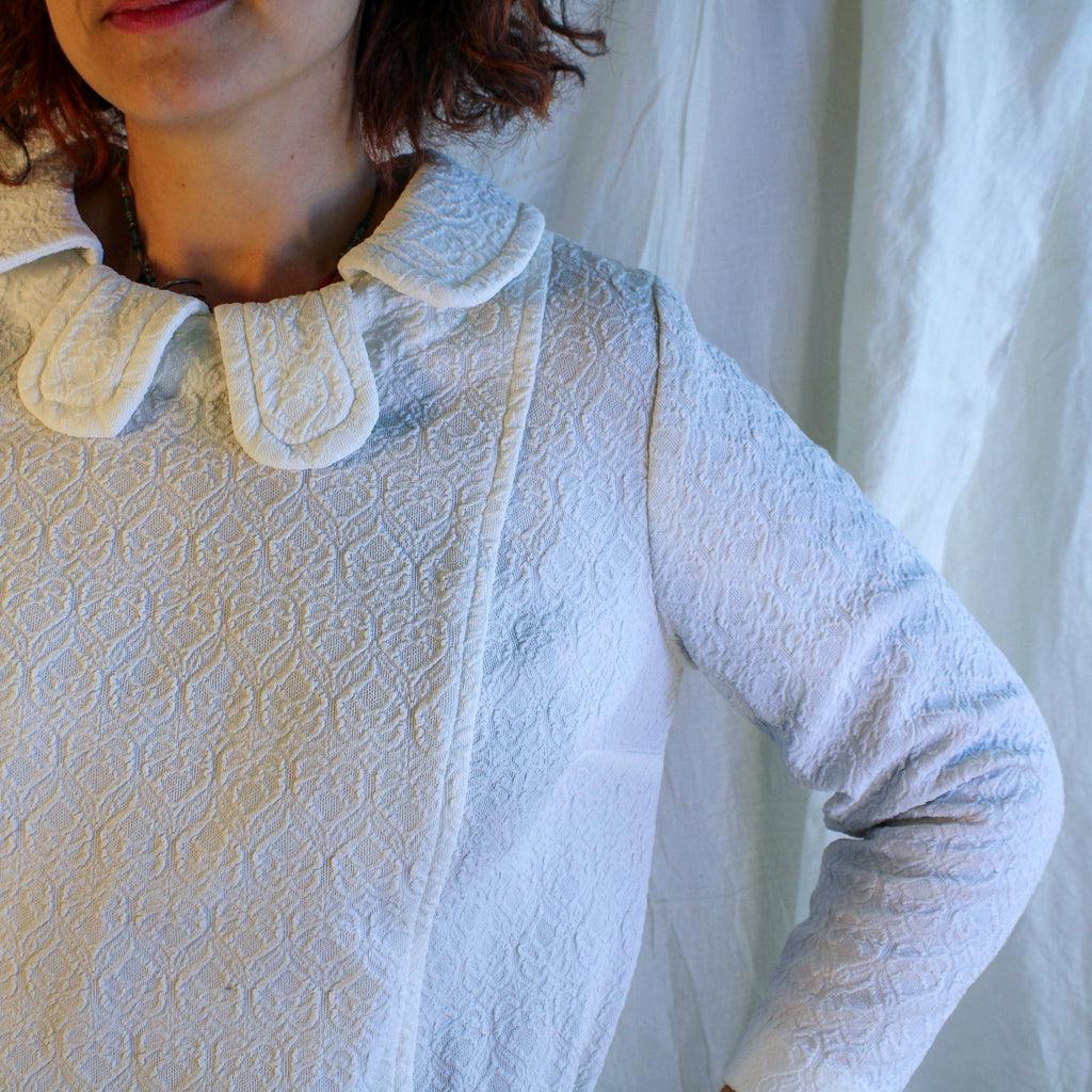 60s white clown collar mod dress