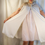 Saks Fifth Avenue ivory lace yoke nylon robe