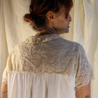 Saks Fifth Avenue ivory lace yoke nylon robe