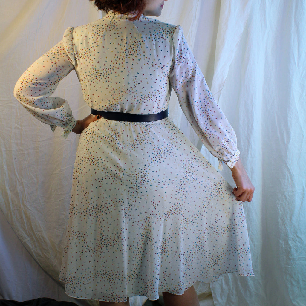 late 70s japanese deloge floral chiffon dress - image 5