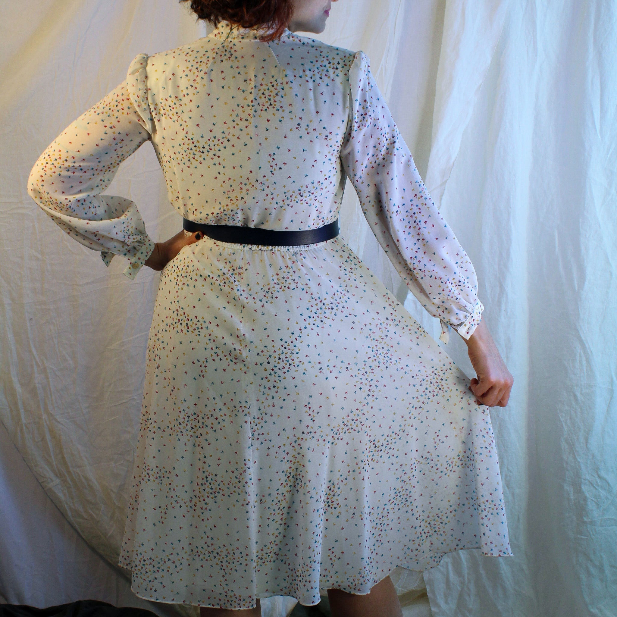 late 70s japanese deloge floral chiffon dress - image 5