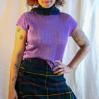 70s wool tartan wrap maxi skirt with buckle straps