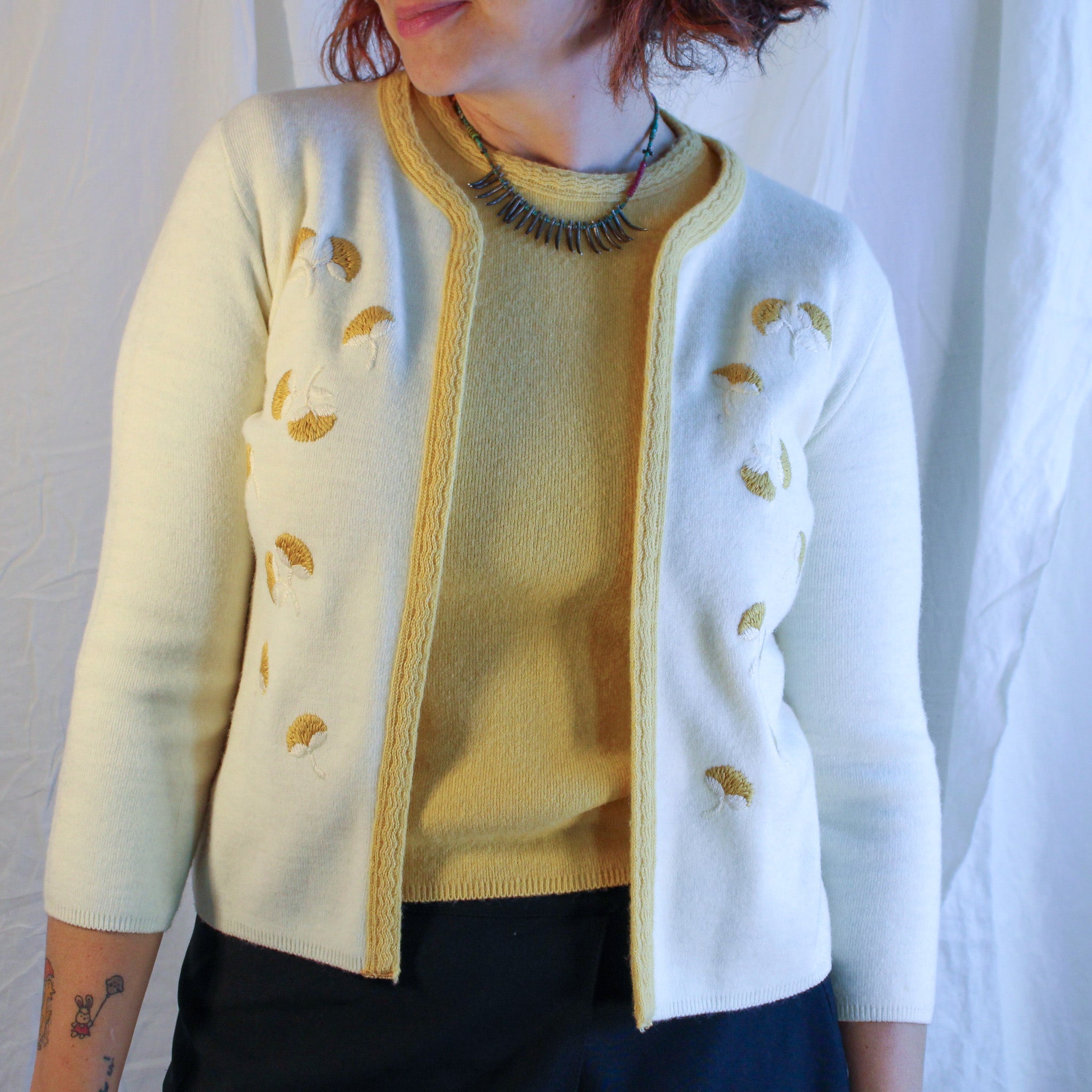 Embroidery detail on front panel