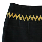 80s black woven mini skirt with geometric trim – xs/s – image 1