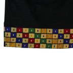 80s black woven mini skirt with geometric trim – xs/s – image 3