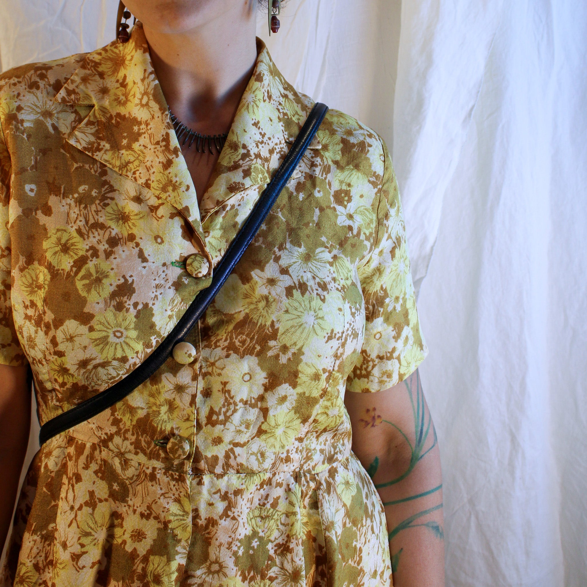 70s yellow floral mode o’day california shirtdress, image 2
