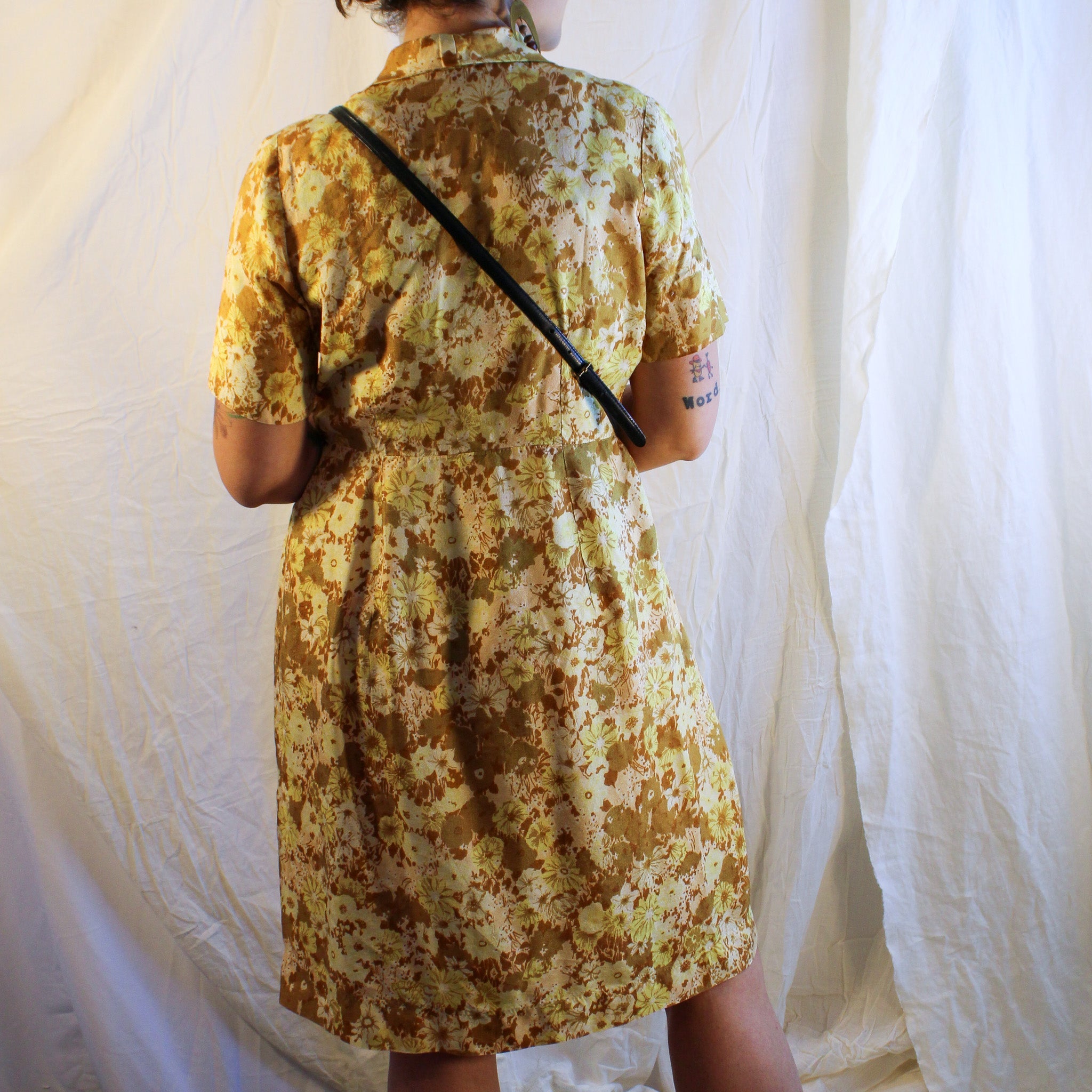 70s yellow floral mode o’day california shirtdress, image 5