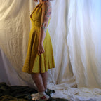 50s quilted yellow halter circle dress – handmade